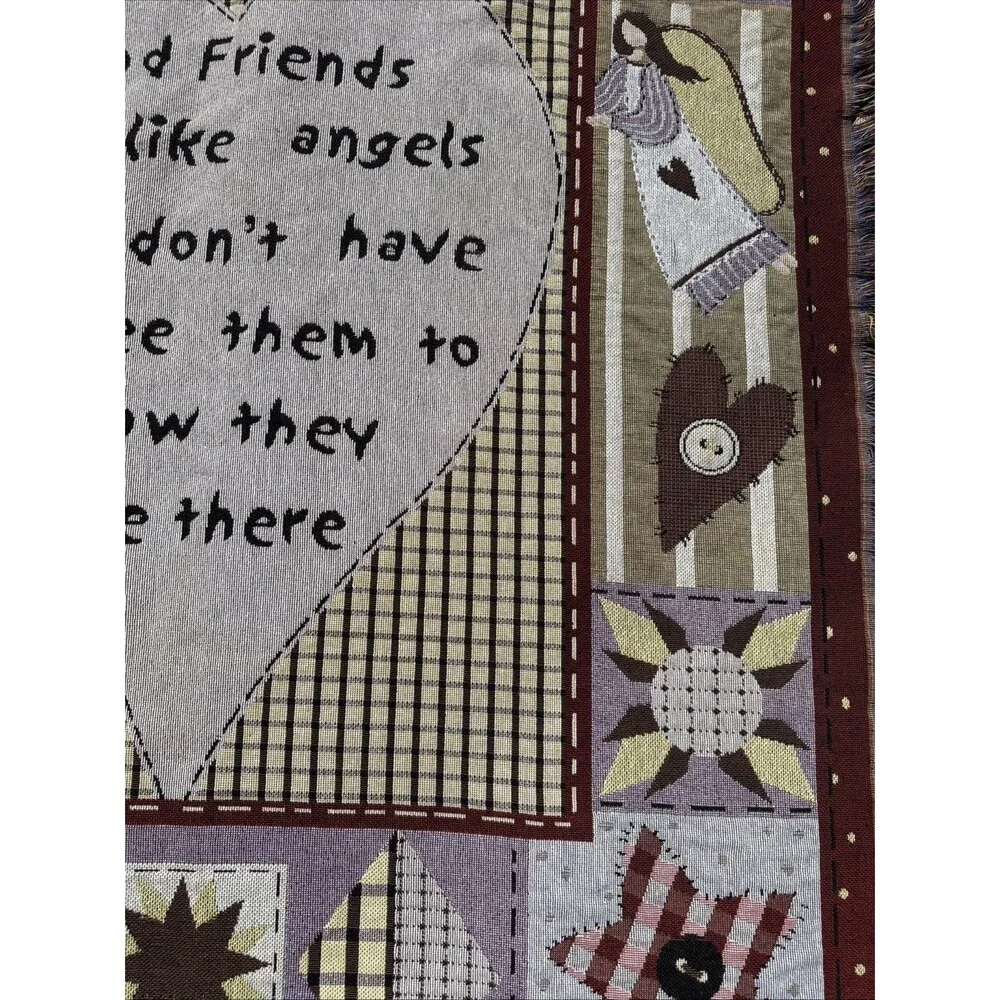 48” X 58” Good Friends Are Like Angels  Throw Blanket Tapestry With Tags
